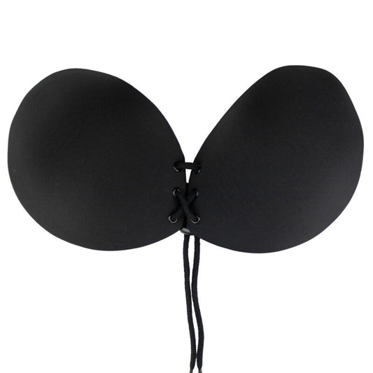 BYE-BRA - BLACK INTERLACED ADHESIVE BRA, CUP A
