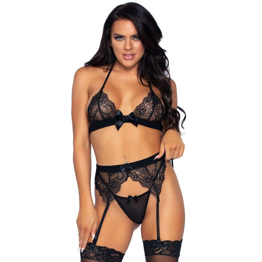 LEG AVENUE - SET OF TRES PIEZAS TOP, LIGUERO AND THONG S