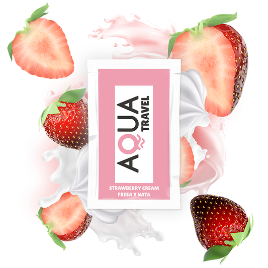 AQUA TRAVEL - WATER BASED LUBRICANT STRAWBERRY CREAM FLAVOR 6 ML
