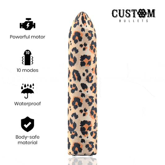 CUSTOM BULLETS - CUSTOM BULLETS LEOPARD RECHARGEABLE BULLETS 10 INTENSITIES