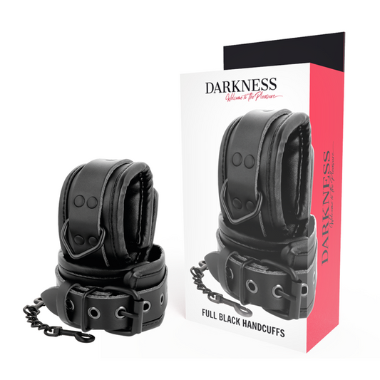 DARKNESS - ADJUSTABLE BLACK LEATHER HAND CUFFS