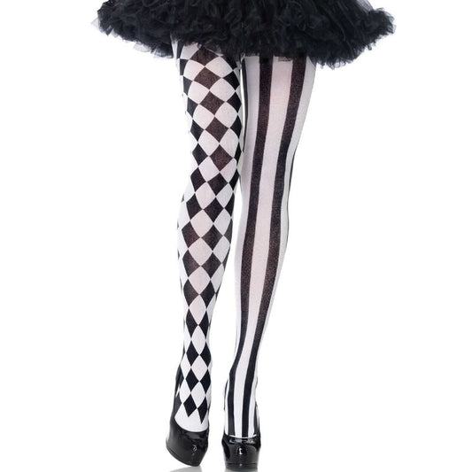 LEG AVENUE - BLACK/WHITE HARLEQUIN PANTS