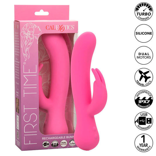 CALEXOTICS - FIRST TIME VIBRADOR COELHO RECARREGĂVEL ROSA