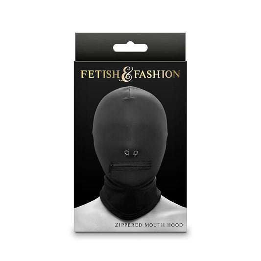 NS NOVELTIES - FETISH & FASHION CLOSED ZIPPERED HOOD BLACK NYLON