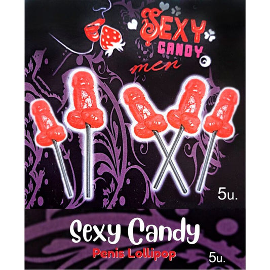 DIABLO PICANTE - BOX WITH 5 PENIS-SHAPED CHERRY LOLLIPOPS