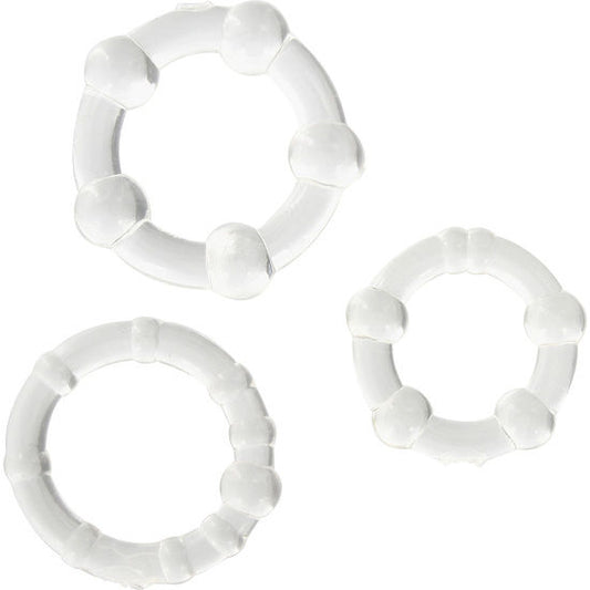 SEVEN CREATIONS - SET OF THREE CLEAR COCK RINGS
