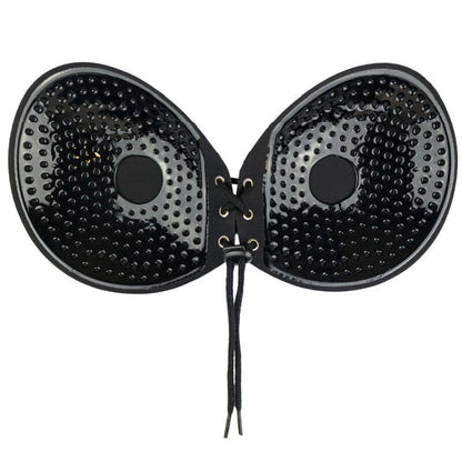 BYE-BRA - BLACK INTERLACED ADHESIVE BRA, CUP A