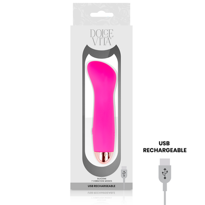 DOLCE VITA - VIBRADOR RECARGABLE UN ROSA 7 VELOCIDAD