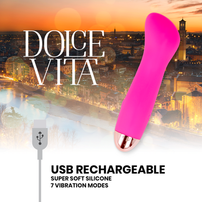 DOLCE VITA - VIBRADOR RECARGABLE UN ROSA 7 VELOCIDAD