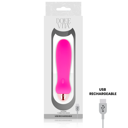 DOLCE VITA - FIVE PINK RECHARGEABLE VIBRATOR 7 SPEEDS