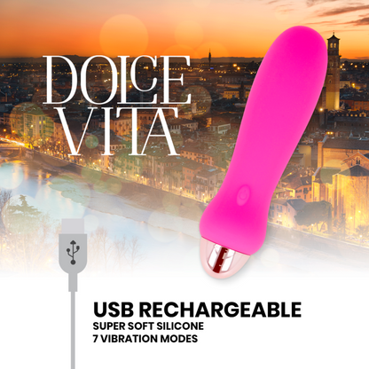DOLCE VITA - FIVE PINK RECHARGEABLE VIBRATOR 7 SPEEDS