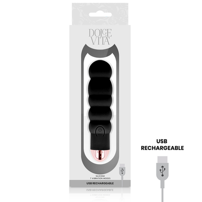 DOLCE VITA - VIBRADOR RECARGABLE SEIS NEGRO 7 VELOCIDADES