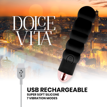 DOLCE VITA - VIBRADOR RECARGABLE SEIS NEGRO 7 VELOCIDADES