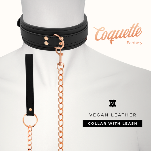 COQUETTE CHIC DESIRE - FANTASY VEGAN LEATHER NECKLACE WITH NEOPRENE LINING AND HANDLE