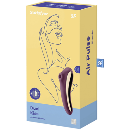 SATISFYER - VIBRADOR DOBLE KISS AIR PULSE VINO TINTO