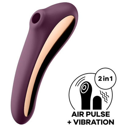 SATISFYER - VIBRADOR DOBLE KISS AIR PULSE VINO TINTO