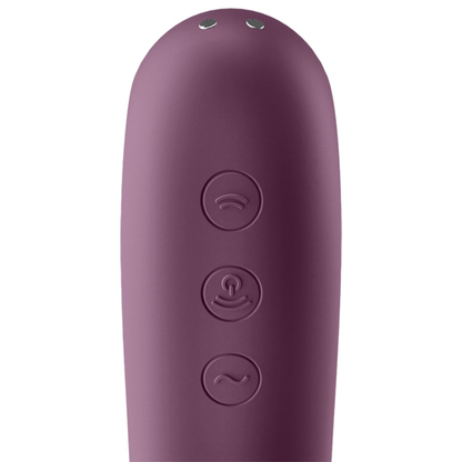 SATISFYER - VIBRADOR DOBLE KISS AIR PULSE VINO TINTO