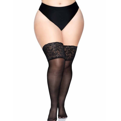 LEG AVENUE BLACK SELF-ADHESIVE TIGHTS WITH ONE SIZE ANCHO FITTING