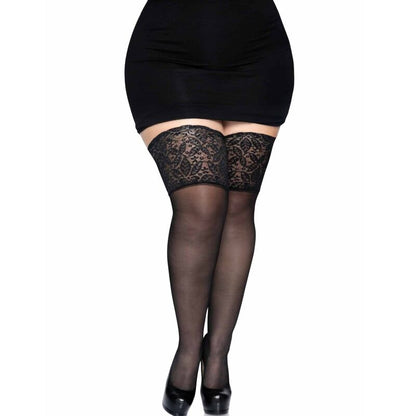 LEG AVENUE BLACK SELF-ADHESIVE TIGHTS WITH ONE SIZE ANCHO FITTING