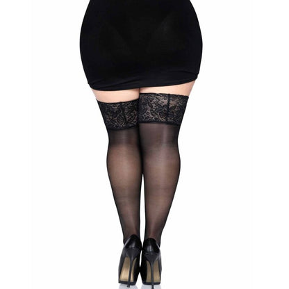 LEG AVENUE BLACK SELF-ADHESIVE TIGHTS WITH ONE SIZE ANCHO FITTING