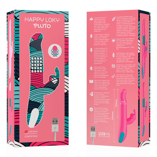 HAPPY LOKY - PLUTO RABBIT VIBRATOR AND ROTATOR WATCH WITH WIRELESS TECHNOLOGY COMPATIBLE