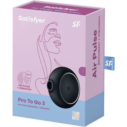 SATISFYER - PRO TO GO 3 DUAL AIR PULSE STIMULATOR AND VIBRATOR BLACK