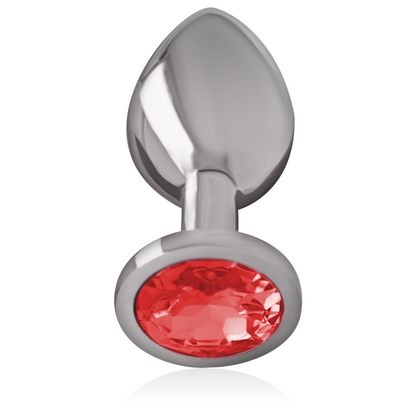 INTENSE - ALUMINUM METAL BUTT PLUG WITH RED CRYSTAL SIZE S