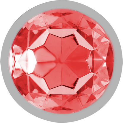 INTENSE - ALUMINUM METAL BUTT PLUG WITH RED CRYSTAL SIZE S