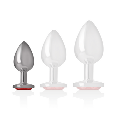 INTENSE - ALUMINUM METAL BUTT PLUG WITH RED CRYSTAL SIZE S