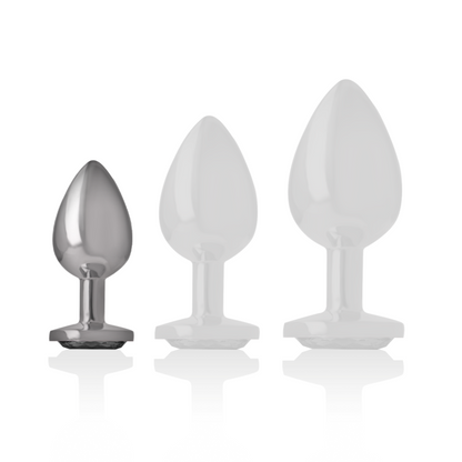 INTENSE - ALUMINUM METAL BUTT PLUG WITH BLACK CRYSTAL SIZE S