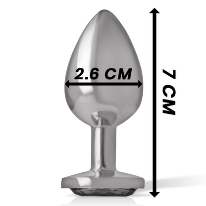 INTENSE - ALUMINUM METAL BUTT PLUG WITH BLACK CRYSTAL SIZE S
