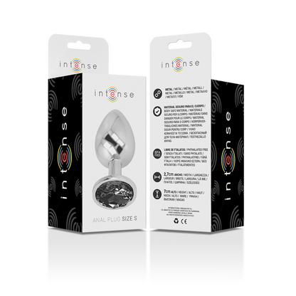INTENSE - ALUMINUM METAL BUTT PLUG WITH BLACK CRYSTAL SIZE S