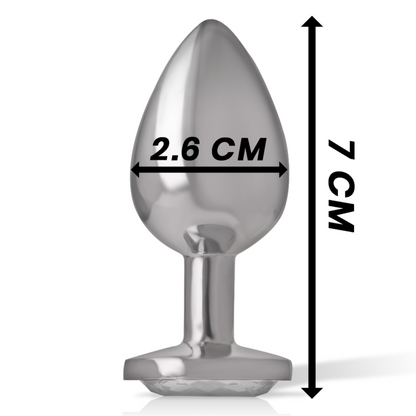 INTENSE - ALUMINUM METAL BUTT PLUG WITH SILVER CRYSTAL SIZE S