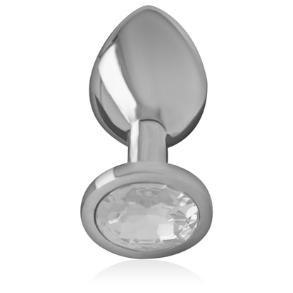 INTENSE - ALUMINUM METAL BUTT PLUG WITH SILVER CRYSTAL SIZE L