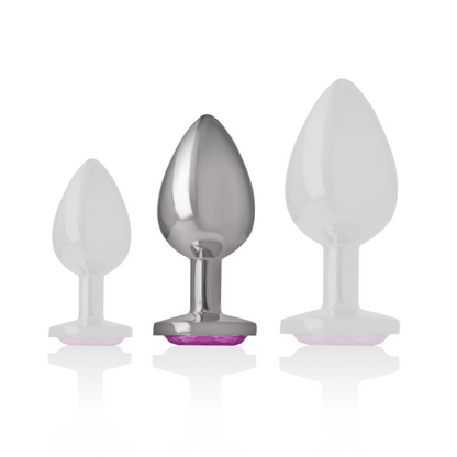 INTENSE - PINK CRYSTAL ALUMINUM METAL BUTT PLUG SIZE M