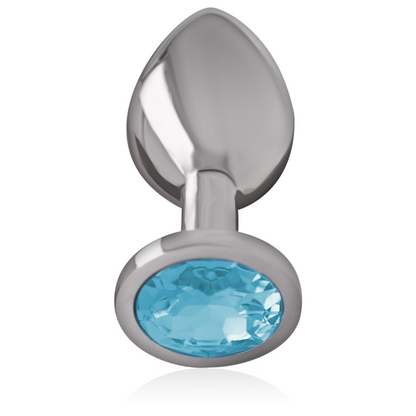 INTENSE - PLUG ANAL DE METAL DE ALUMINIO CON CRISTAL AZUL TAMAÑO L
