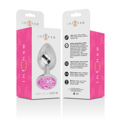 INTENSE - PINK CRYSTAL ALUMINUM METAL BUTT PLUG SIZE M
