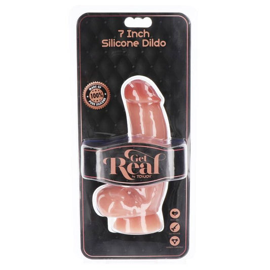 GET REAL - 18 CM SILICONE DILDO WITH LEATHER BALLS