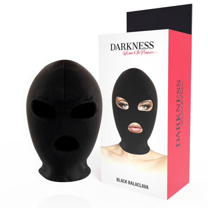 DARKNESS - BLACK BDSM SUBMISSION MASK WITH MOUTH AND EYES
