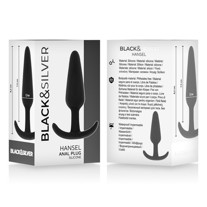 BLACK&SILVER - PLUG ANAL DE SILICONE HANSEL COM CABO PEQUENO