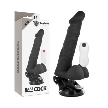 BASECOCK - ARTICULABLE VIBRATOR WITH REMOTE CONTROL, NATURAL 20 CM -O- 4.5 CM