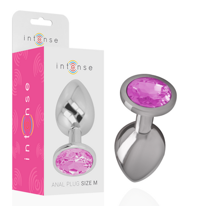 INTENSE - PINK CRYSTAL ALUMINUM METAL BUTT PLUG SIZE M