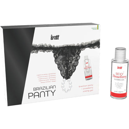 INTT RELEASES - BLACK BRAZILIAN PANTS WITH PEARLS AND LUBRICANT GEL 50 ML