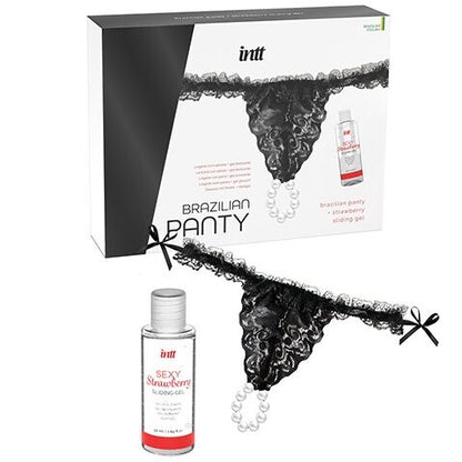 INTT RELEASES - BLACK BRAZILIAN PANTS WITH PEARLS AND LUBRICANT GEL 50 ML