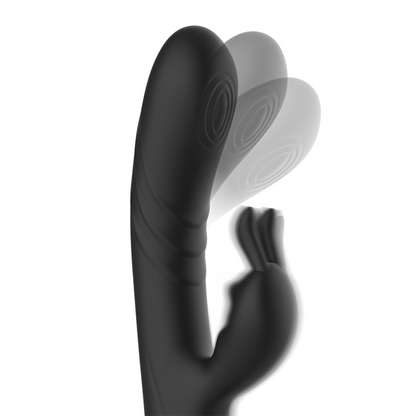 BLACK&SILVER - ESTIMULADOR DE CONEJO DE SILICONA RECARGABLE JAMIE NEGRO
