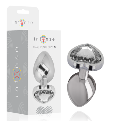 INTENSE - WHITE ALUMINUM METAL BUTT PLUG HEART SIZE M