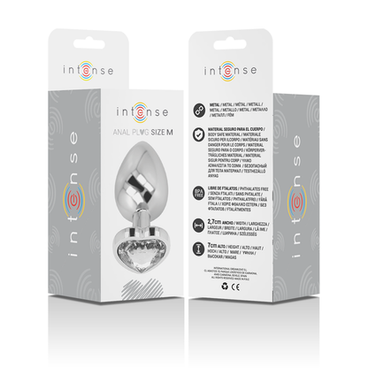 INTENSE - WHITE ALUMINUM METAL BUTT PLUG HEART SIZE M