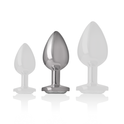 INTENSE - WHITE ALUMINUM METAL BUTT PLUG HEART SIZE M