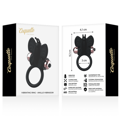 COQUETTE CHIC DESIRE - BUTTERFLY RING WITH VIBRATOR BLACK/GOLD