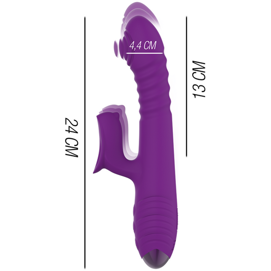 INTENSE - IGGY UP &amp; DOWN MULTIFUNCTION RECHARGEABLE VIBRATOR WITH PURPLE CLITORAL STIMULATOR